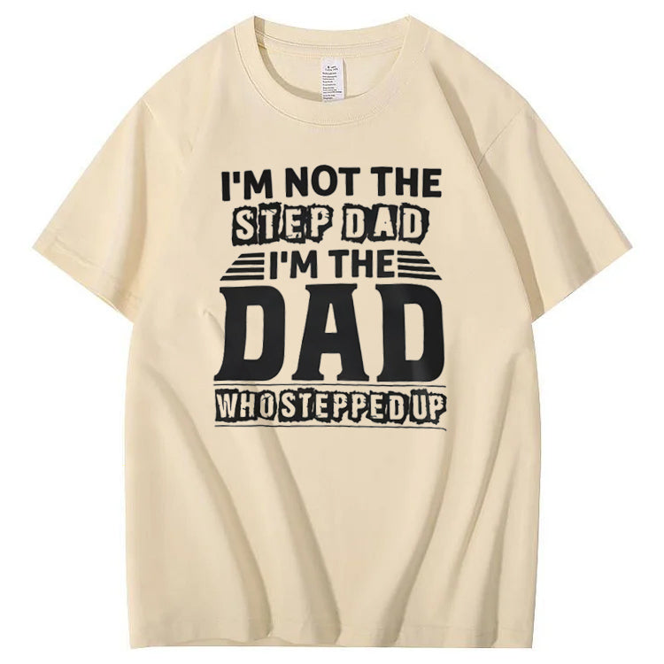 Not Step Dad Pattern Print Crew Neck T-Shirt