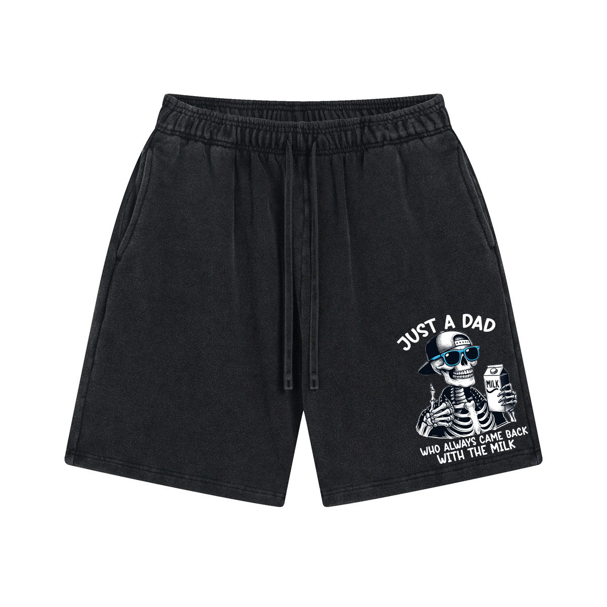 Just A Dad Who Always Came Back With The Milk Print Washed Shorts Pants