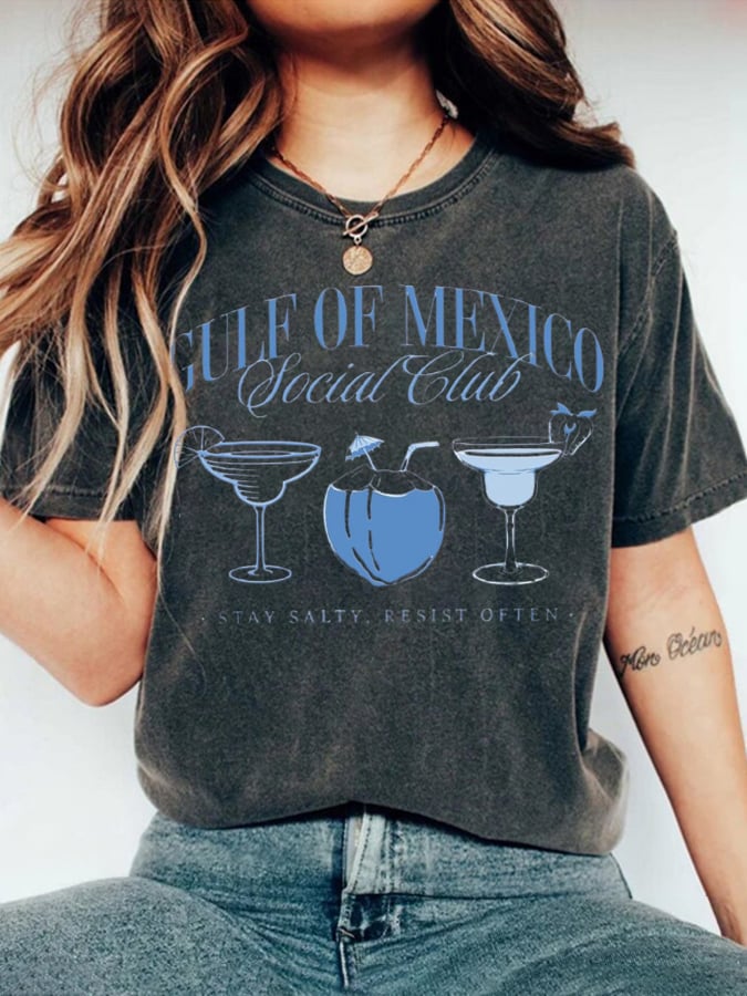 Women's Gulf of Mexico Social Club Stay Salty Resist Often Printed Short-Sleeved T-Shirt