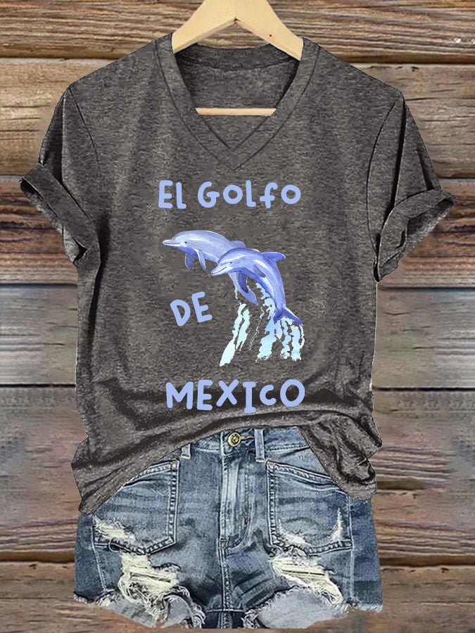 Women's Gulf Of Mexico Printed V Neck T-Shirt