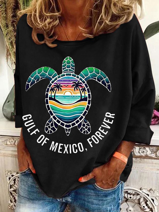 Women's Gulf Of Mexico Forever Sea Turtle Long-Sleeve Top