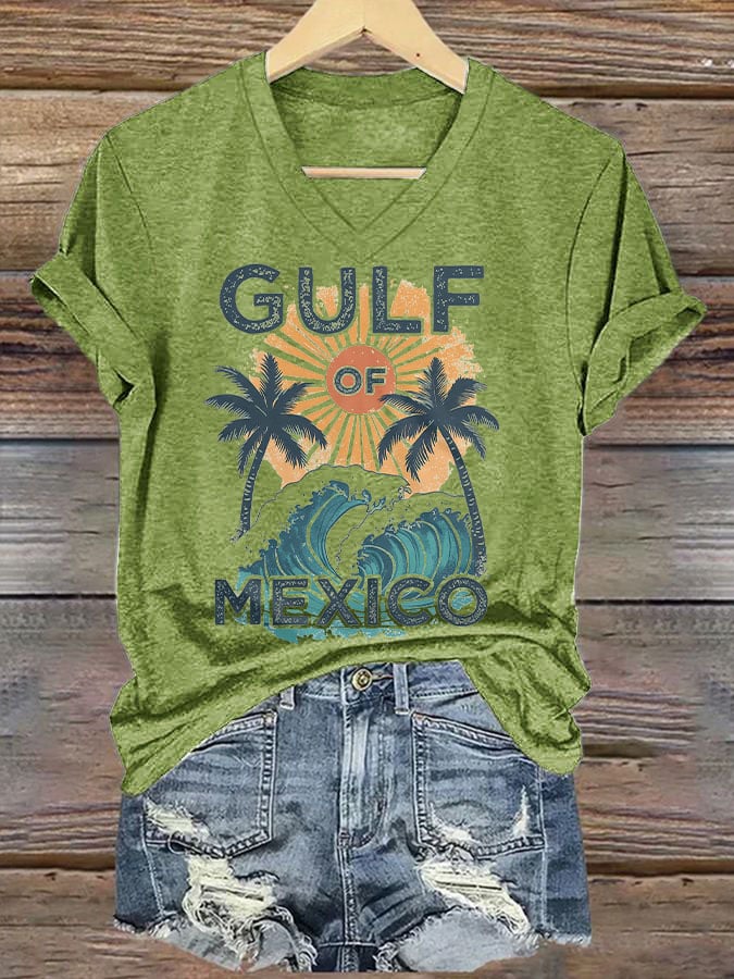 Women's Retro Gulf of Mexico Print T-Shirt