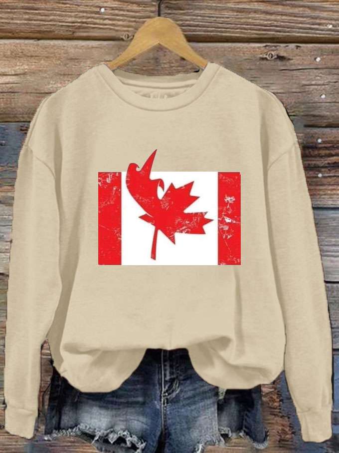 Women's Funny Canada Flag Printed Sweatshirt
