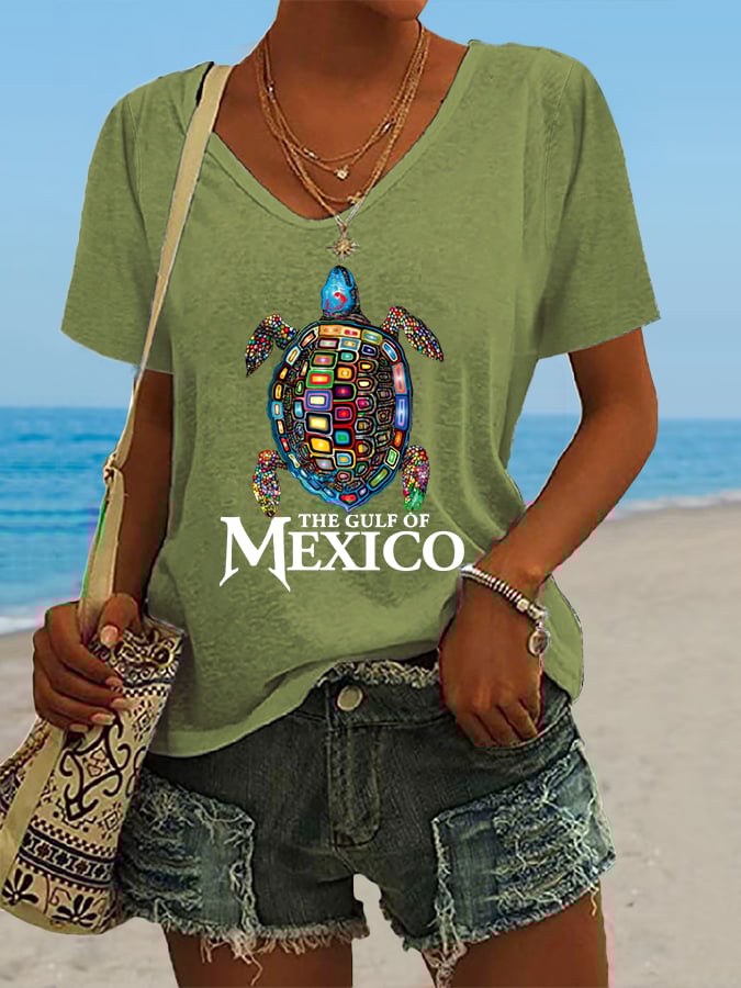 Women's Gulf Of Mexico Print Casual T-Shirt