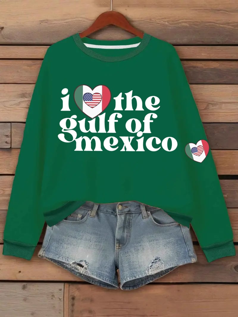 Women's I Love The Gulf Of Mexico Print Casual Sweatshirt