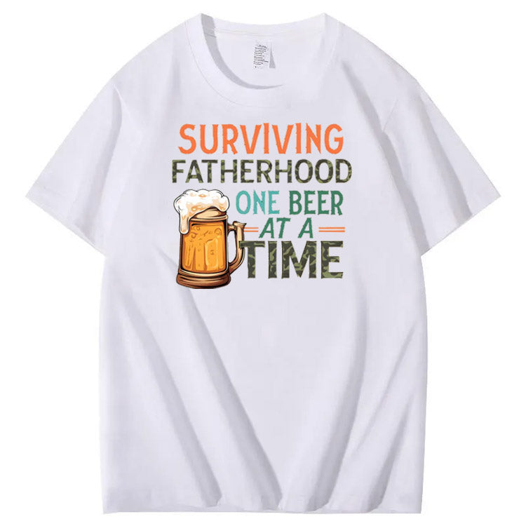 Surviving Fatherhood Pattern Print 100%Cotton T-Shirt
