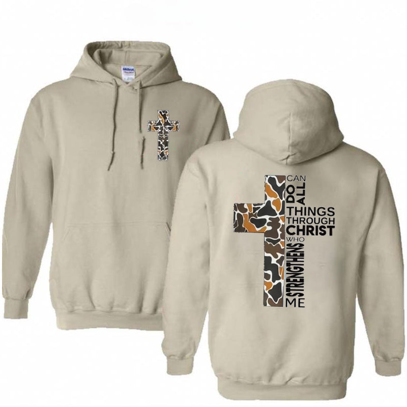 Can Do All Thins Through Christ Pattern Printed Classics Hooded Sweatshirt
