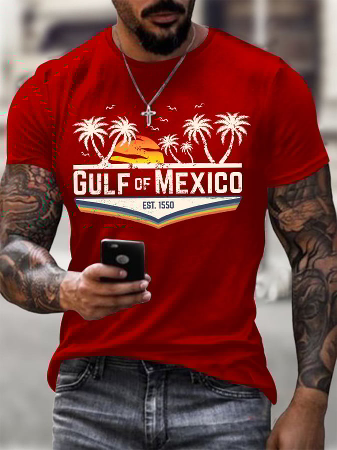 Men's Gulf Of Mexico Printed Round Neck T-Shirt