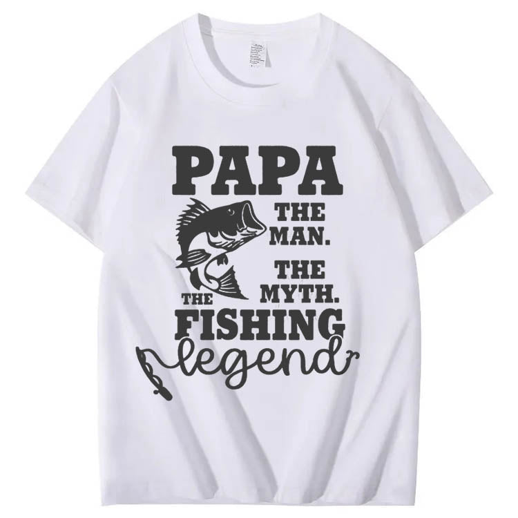 Papa The Man The Myth The Fishing Art Pattern Print T-Shirt