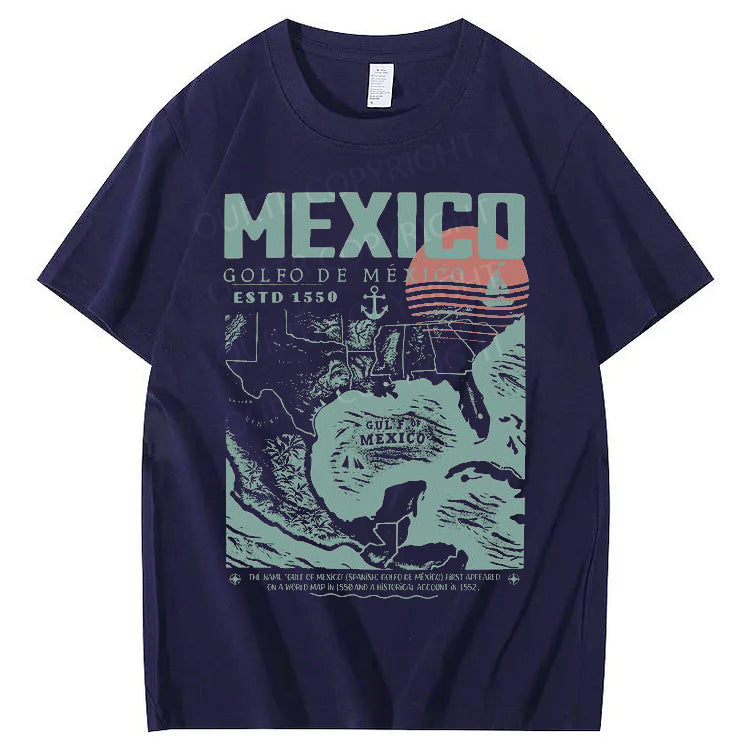 Mexico Pattern Print Crew Neck T-Shirt