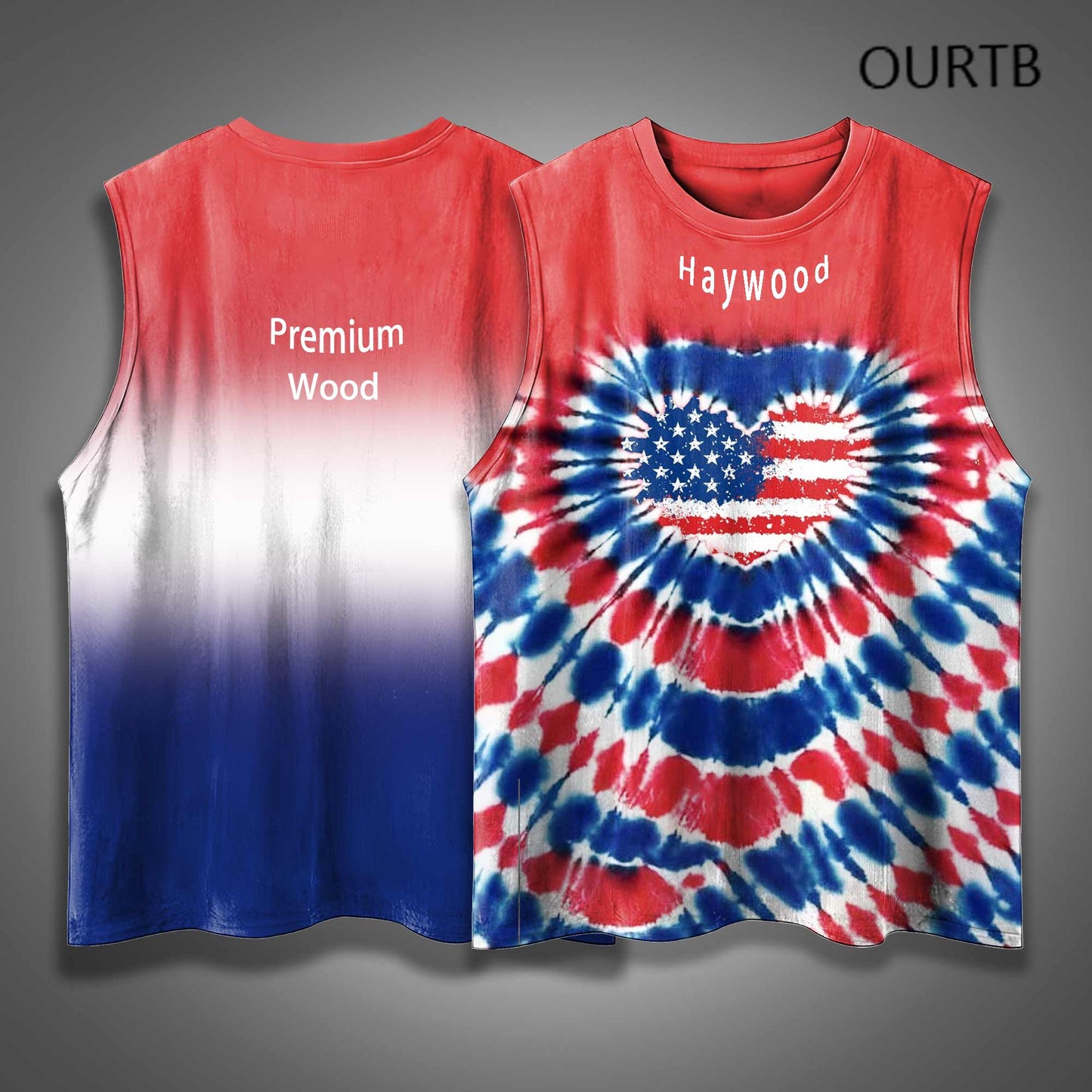 Premium Wood Haywood 1776 Patriot Flag Red White And Blue USA Independence Day Funny Adult Discomfort Art Print Cotton Sleeveless Tank Tops