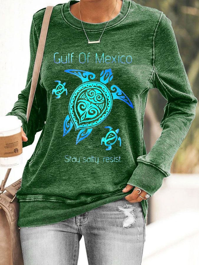 Women's Gulf Of Mexico Print Crewneck Sweatshirt