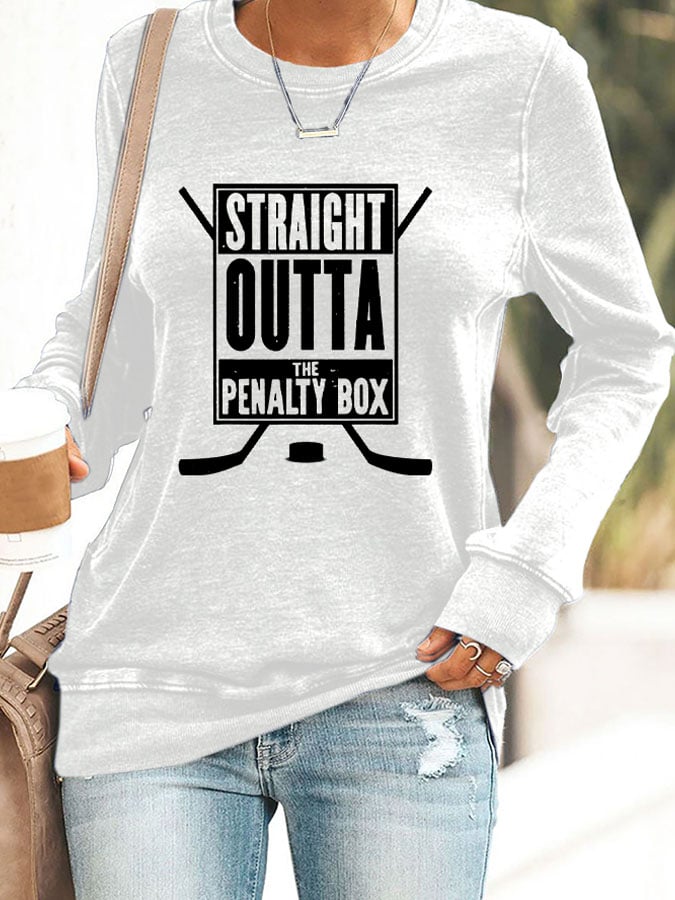 Women's Straight Outta the Penalty Box Printed Casual Sweatshirt