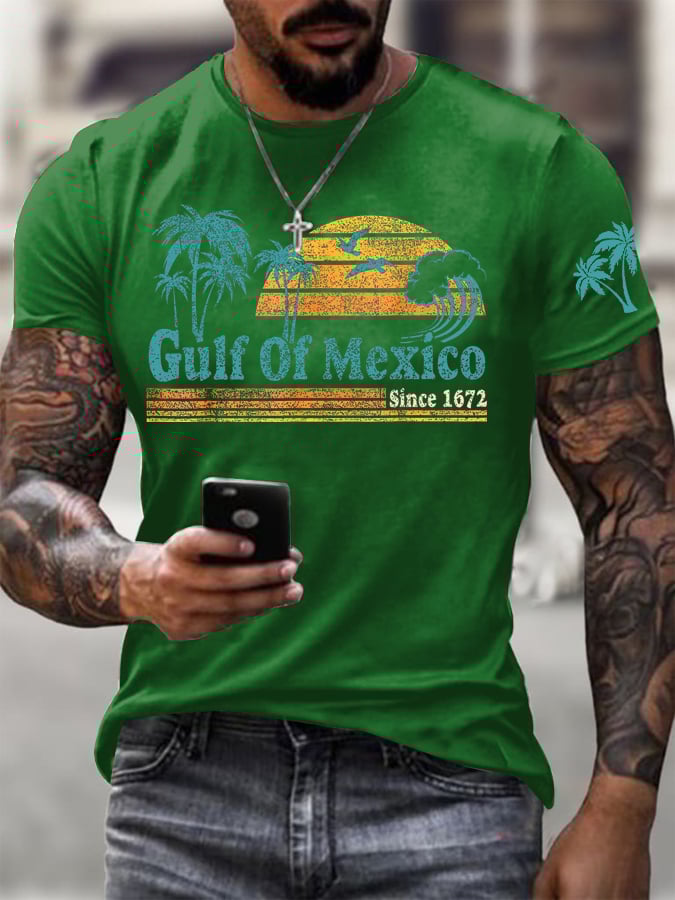 Men's Gulf Of Mexico Printed Round Neck T-Shirt