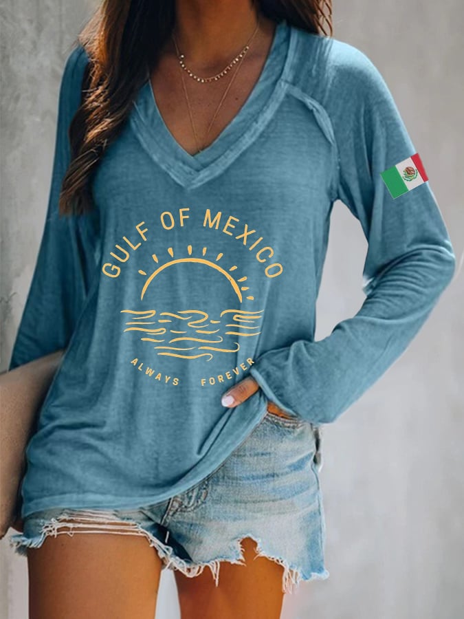 Women's Never Forget The Gulf Of Mexico Printed Casual Long Sleeve T-Shirt