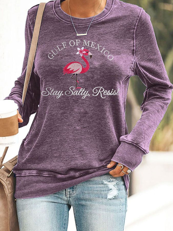 Women's Gulf Of Mexico Print Round Neck Sweatshirt