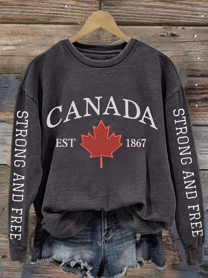 Women'S Canada Strong And Free Print Sweatshirt