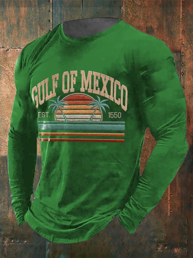 Men'S Retro Gulf of Mexico 1550 Print T-Shirt