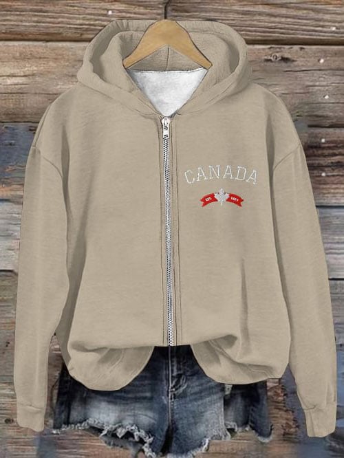 Women'S Canadian Print Zip Hoodie