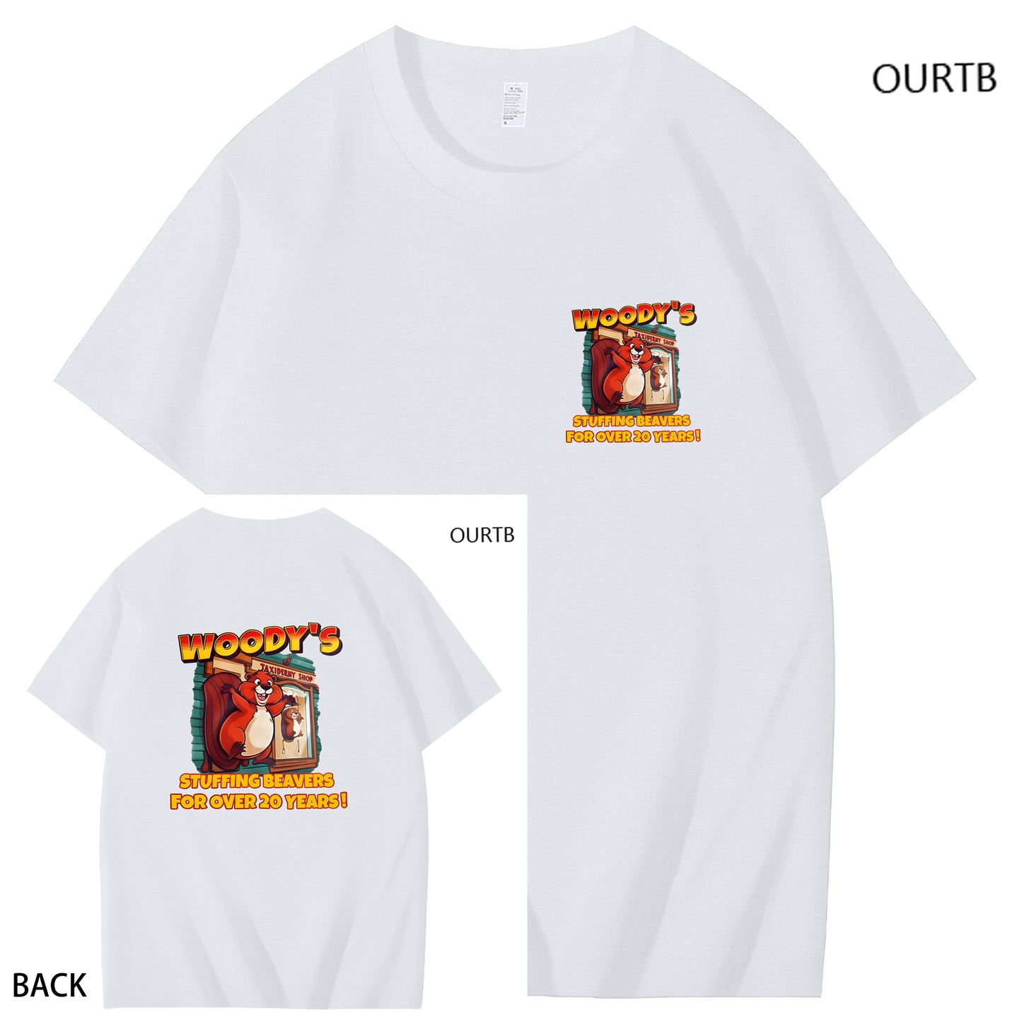 Woody's Stuffing Beavers For Over 20 Years Funny Art Pattern Print T-Shirt