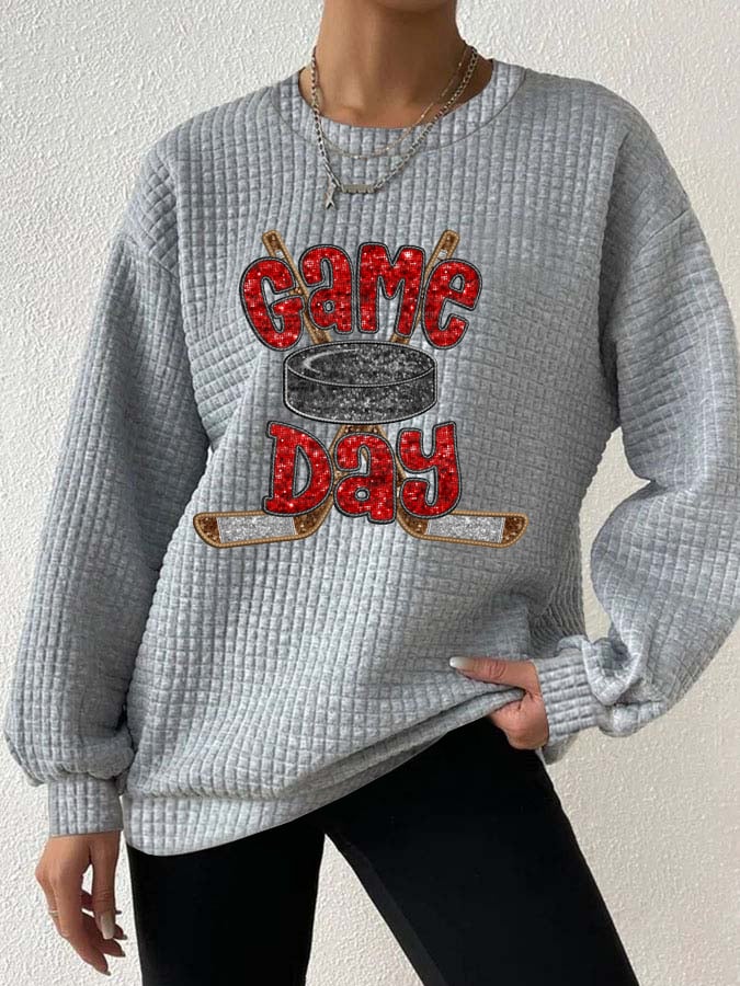Women's Game Day Ice Hockey Print Long Sleeve Sweatshirt