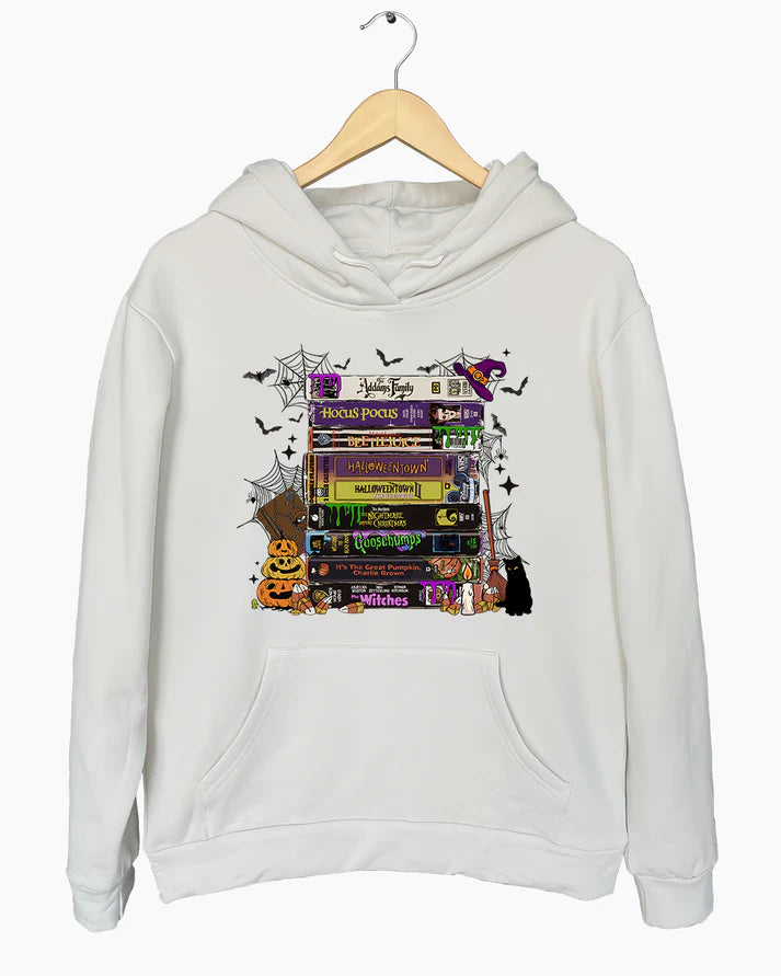 90s Halloween VHS Tape Stack Crop Hoodie