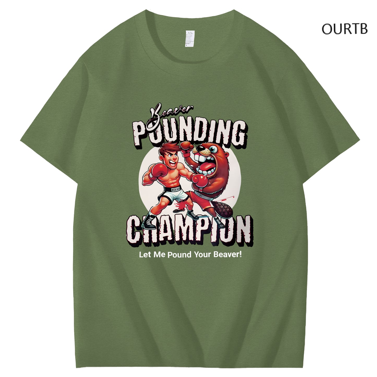 Beaver Pounding Champion Let Me Pound Your Beaver Funny Art Pattern Print T-Shirt