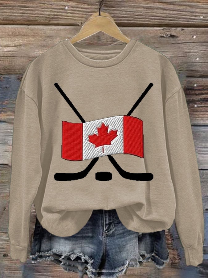 Women'S Canada Hockey Print Sweatshirt