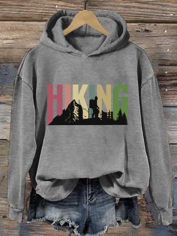 Women's Hiking Printed Hooded Long Sleeve Sweatshirt