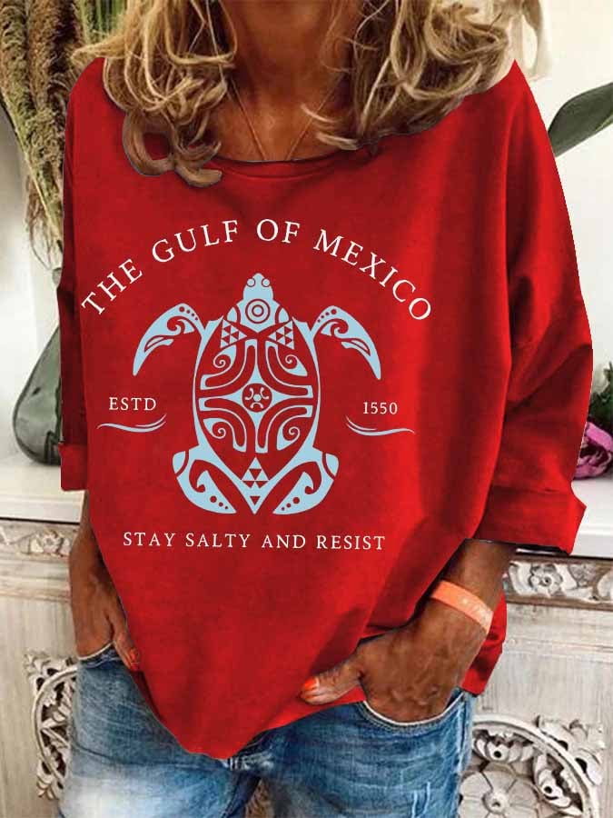 Women's Gulf Of Mexico Print Casual Sweatshirt