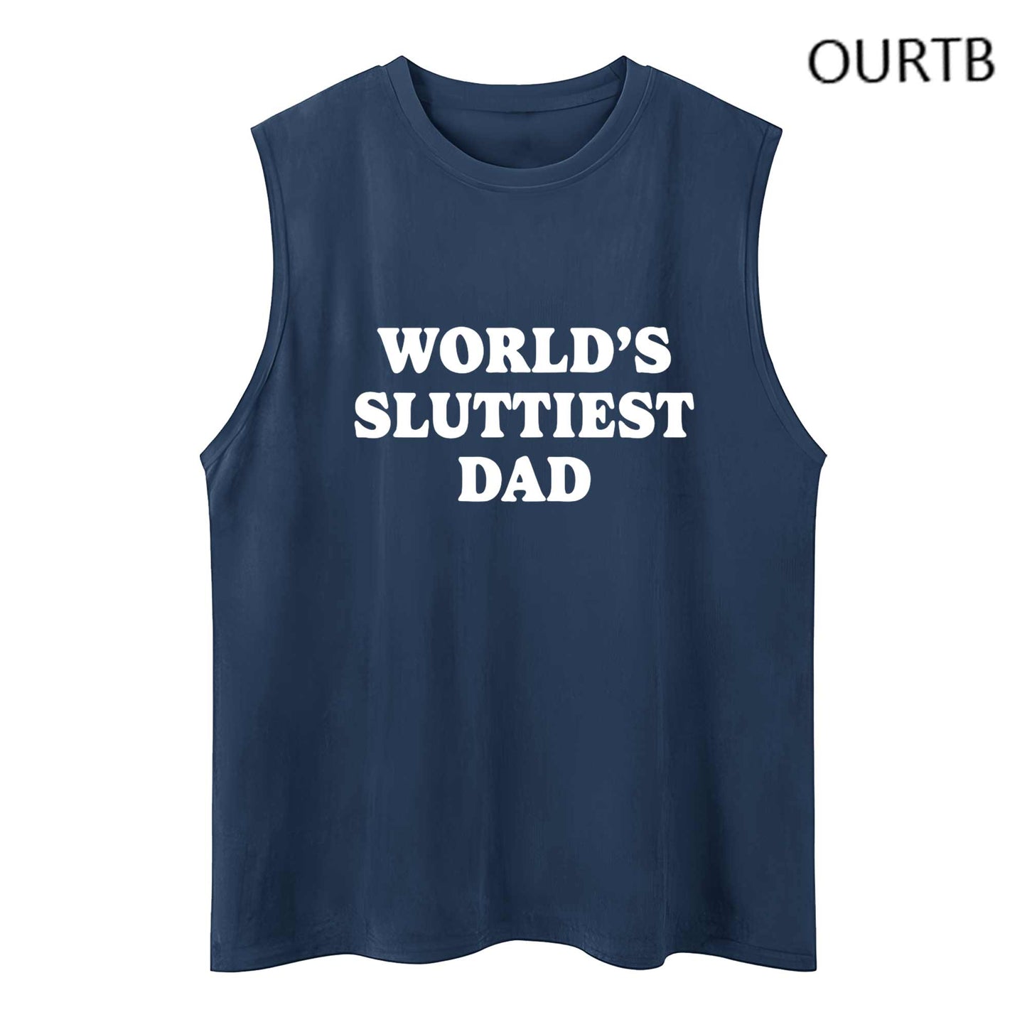 World's Dad Funny Adult Discomfort Art Print Cotton Sleeveless Tank Tops