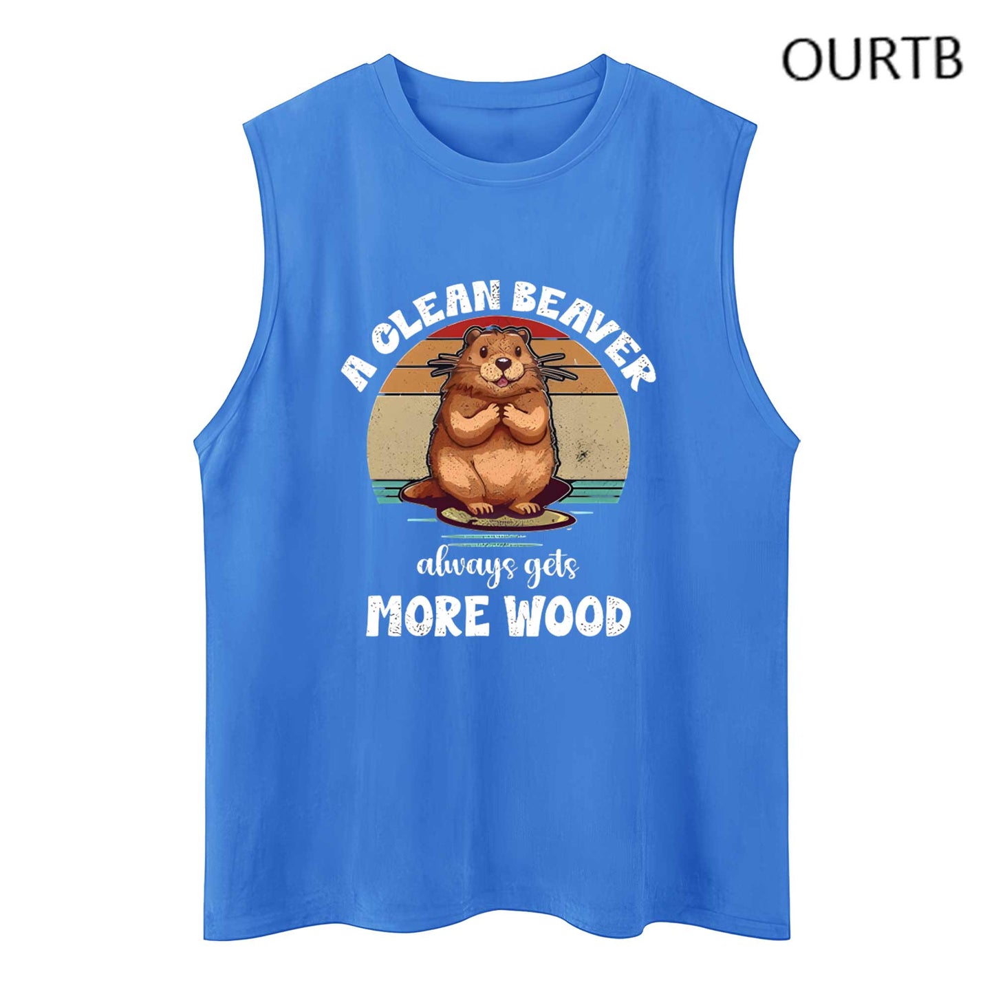 A Clean Beaver Always Gets More Wood Funny Adult Discomfort Art Print Cotton Sleeveless Tank Tops