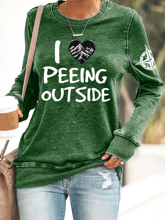 Women'S Retro Hiking I Love Peeing Outside Print Sweatshirt