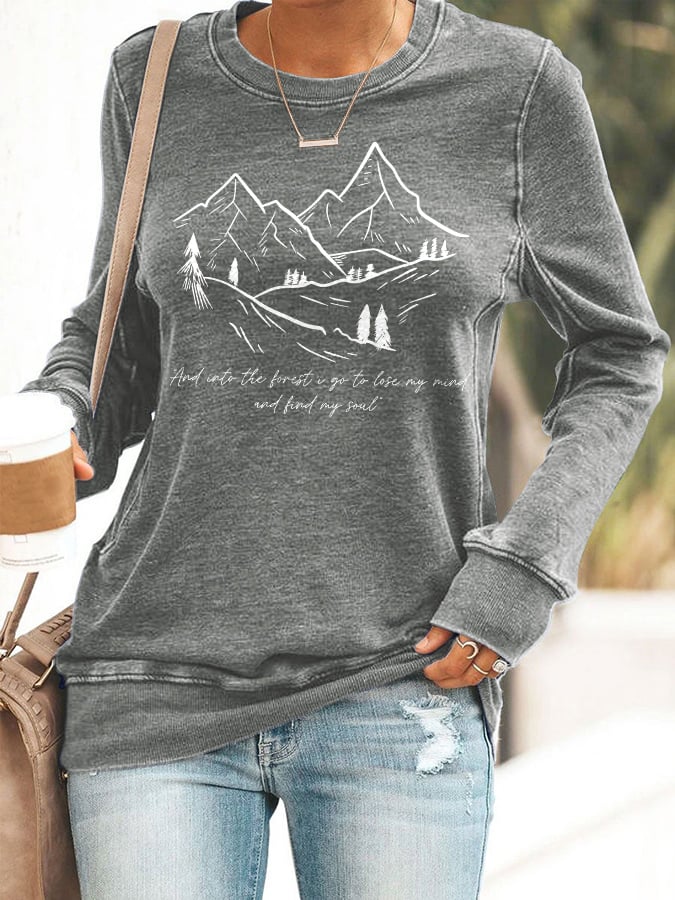 Retro Hiking Outdoors Camping And Into The Forest I Go To Lose My Mind And Find My Soul Print Sweatshirt