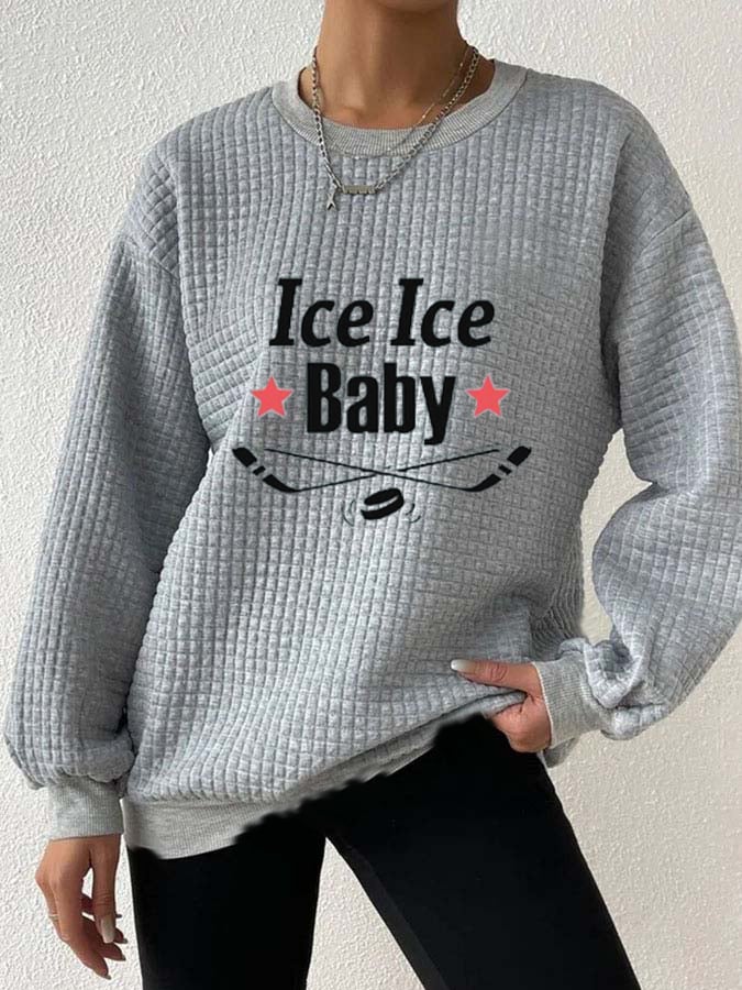 Women's Ice Hockey Ice lce Baby Printed Long Sleeve Sweatshirt