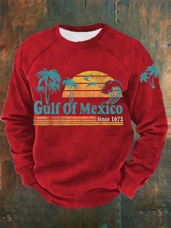 Man's Gulf Of Mexico Print Casual Sweatershirt