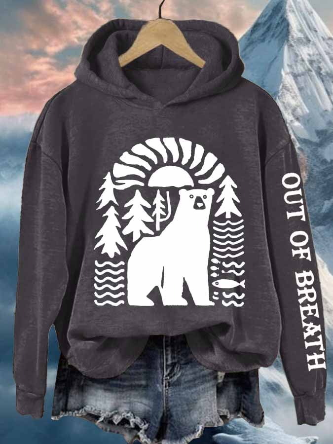 Women's Retro Out Of Breath Hiking Printed Hoodie