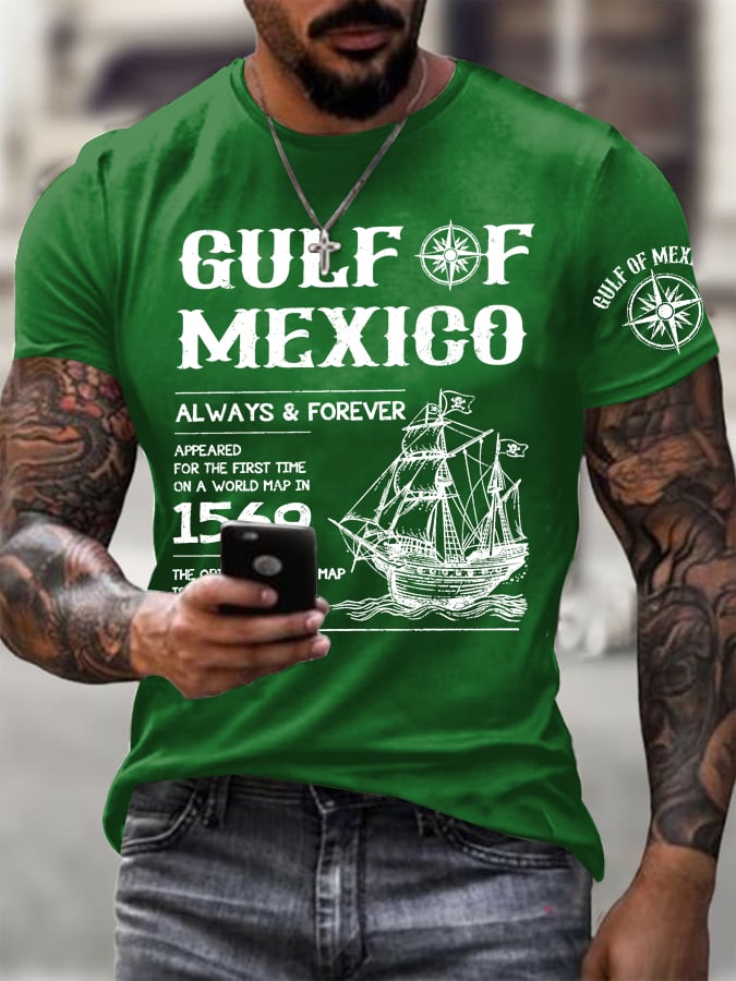 Men's Gulf Of Mexico Printed Round Neck T-Shirt