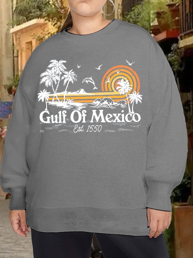 Women's Plus Size Gulf Of Mexico Print Sweatshirt