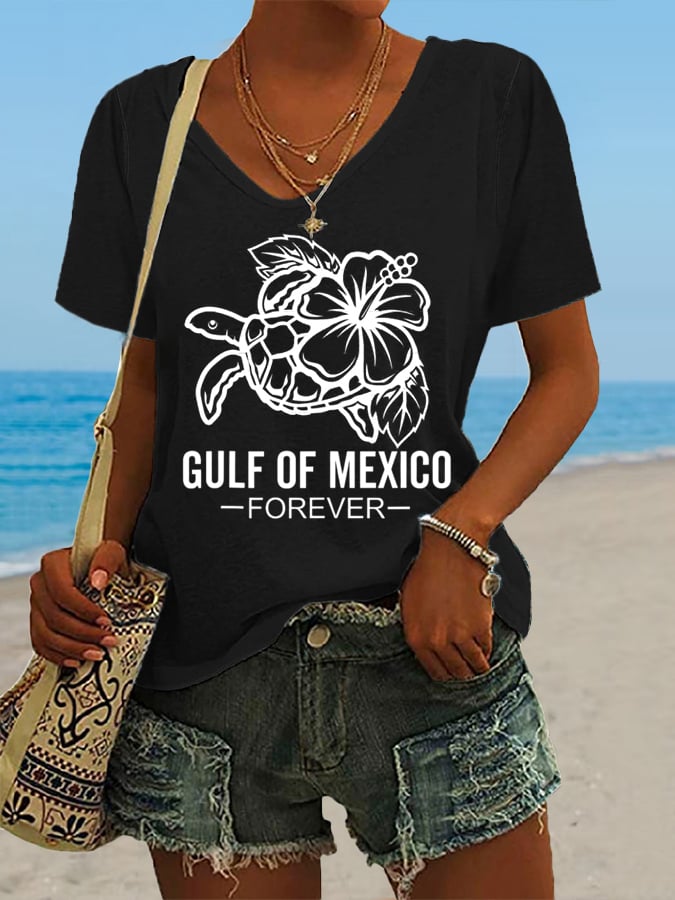 Women's Gulf Of Mexico Print Casual T-Shirt