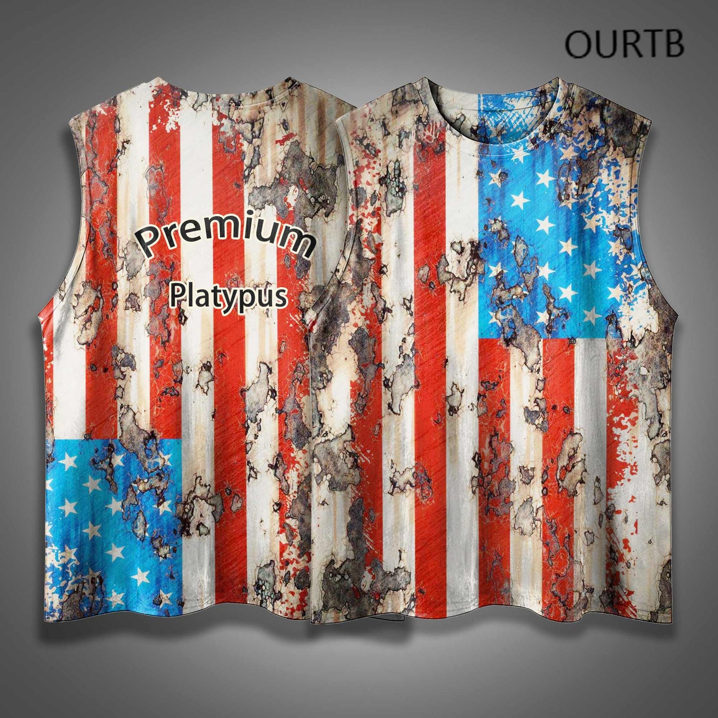 Premium Platypus 1776 Patriot Flag Red White And Blue USA Independence Day Funny Adult Discomfort Art Print Cotton Sleeveless Tank Tops