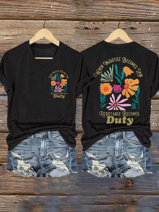 Women's Fashion Print V-Neck T-Shirt