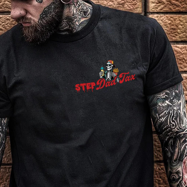 Step Dad Tax Pattern Print 100%Cotton T-Shirt