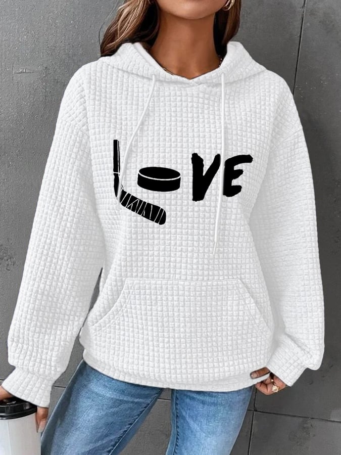 Women's Love Ice Hockey Print Casual Sweatshirt