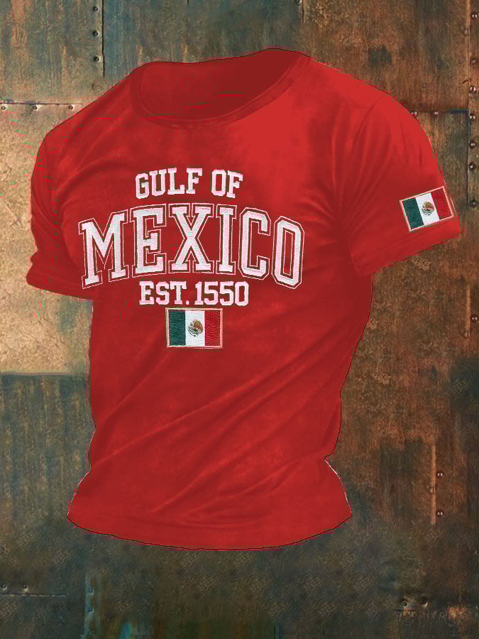 Men'S Retro Gulf Of Mexico Printed Casual Crew Neck T-Shirt
