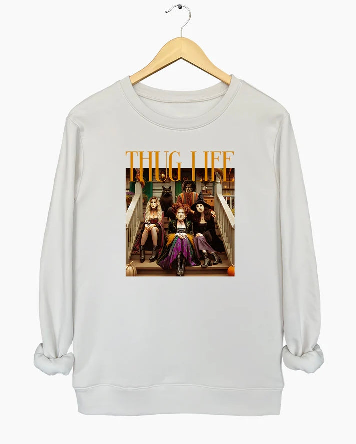 Hocus Pocus Thug Life Bad Witches Crop Sweatshirt