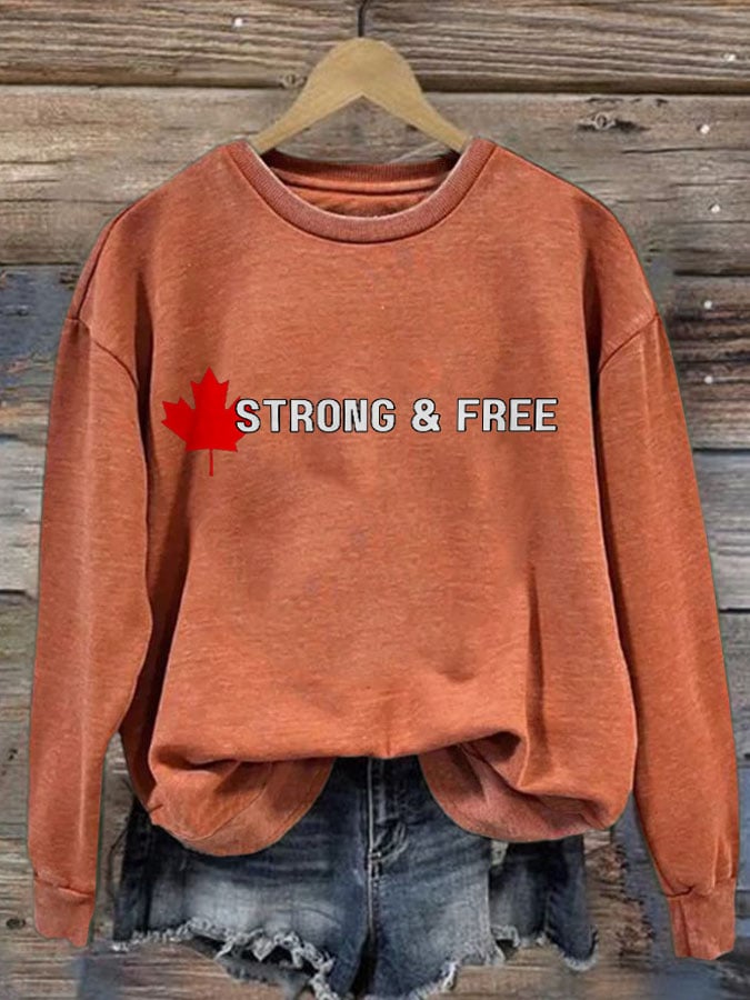 Women'S Canada Strong And Free Print Sweatshirt