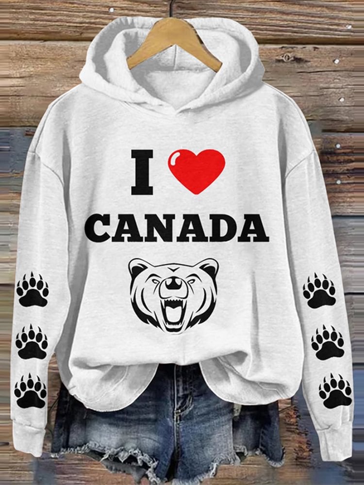 Women's I Love Canada Printed Hoodie