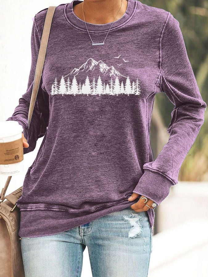 Women's Mountain Nature Lovers Printed Sweatshirt