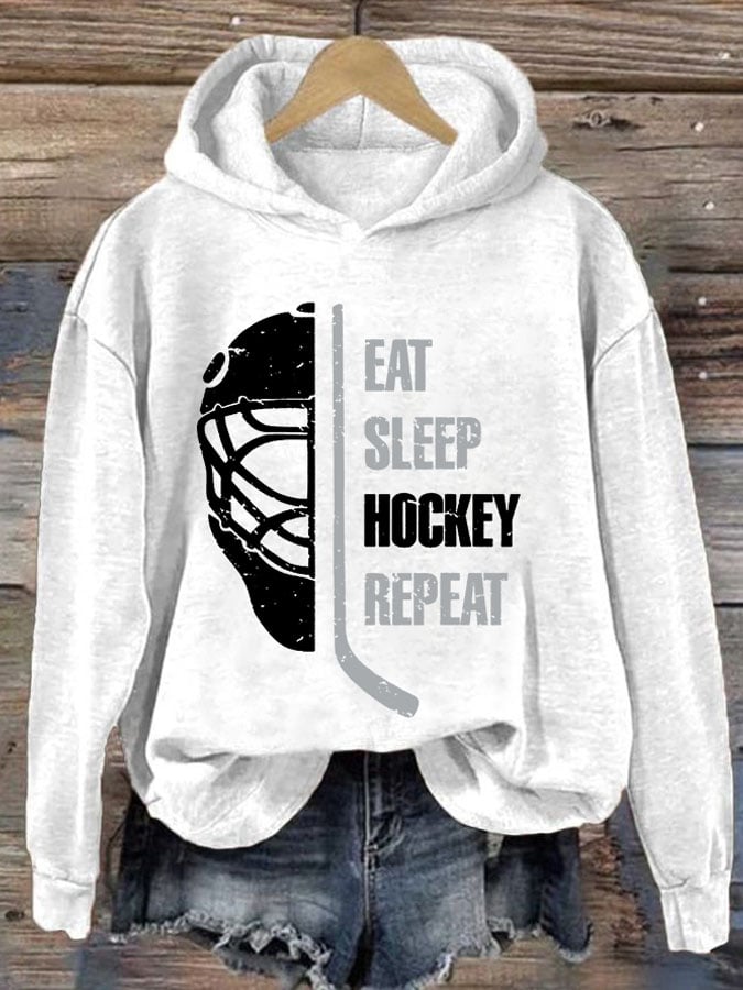 Women's Eat Sleep Hockey Repeat Print Casual Sweatshirt